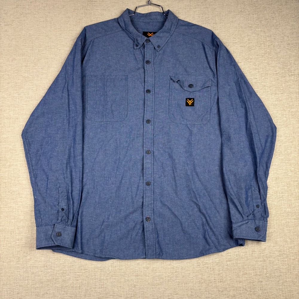 Hawx Work Gear Mens Xl Blue Chambray Long Sleeve Button Down Work Shirt
